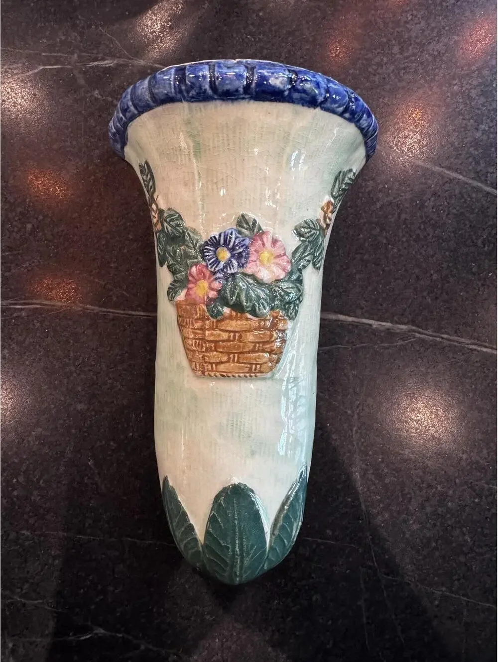 Maruhon Ware Japan Wall Pocket Planter, Vintage